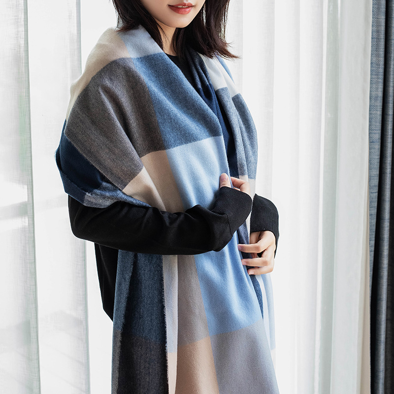 

Autumn and winter thickened warm imitation cashmere large plaid scarf women's winter shawl Western style scarf