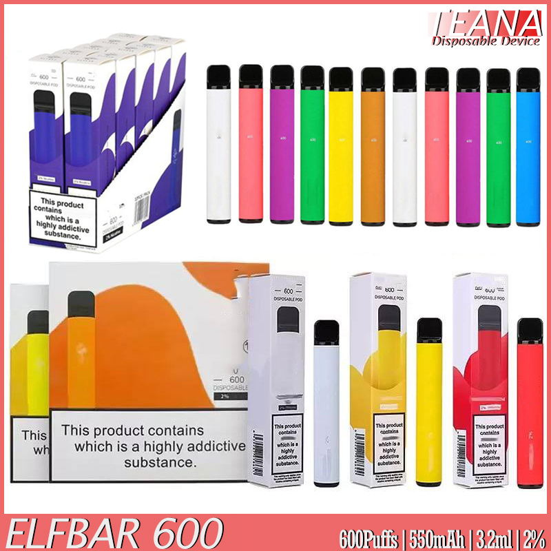 

Elfs Bar Disposable Vape 2% Strength E Cigarette 600 Puffs 550mAh 3.2ml Pre-filled Pods Cartridges Elfbar Vaporizers Ecigarettes Elfbars Vapes