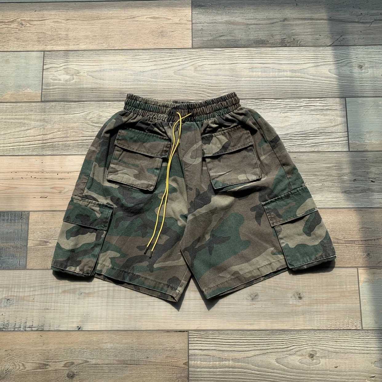

Men' Shorts Correct rhude heavyweight high street camouflage overalls shorts men' casual large pocket cropped pants Japanese fashion brand