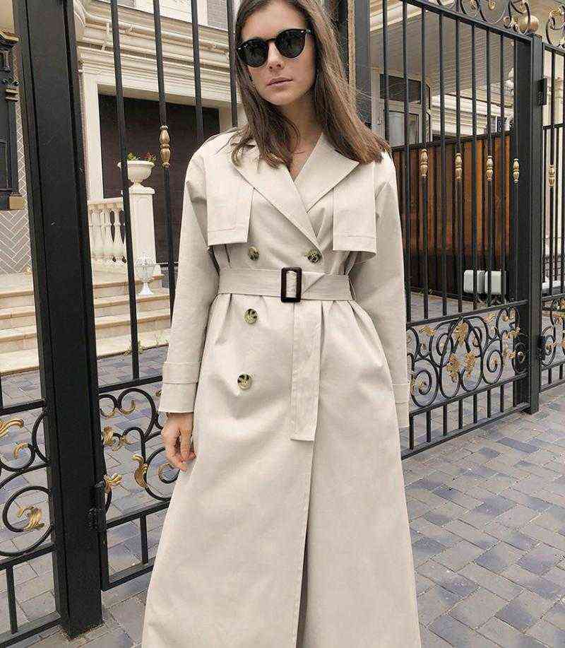 Women's Trench Coats Zoulv British Street Winter Versatile Commuter Temperament Windbreaker Long Belt Double-breasted Sleeve Office Ladies C