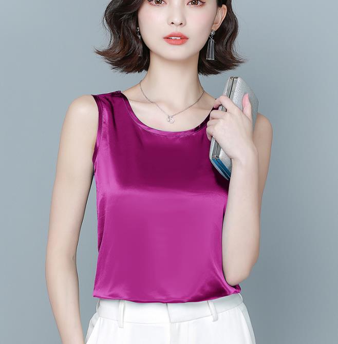 

Women's Tanks & Camis 2022 Summer Thick Silk Women Sexy Satin Tank Tops Casual Loose Golssy Girls, Black