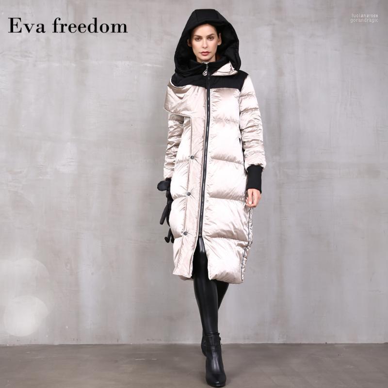 

Women' Down & Parkas 90% Duck Warm Coat Winter Fashion Brand Thick Jacket Female Long Stitching Hooded F328 Luci22, Black