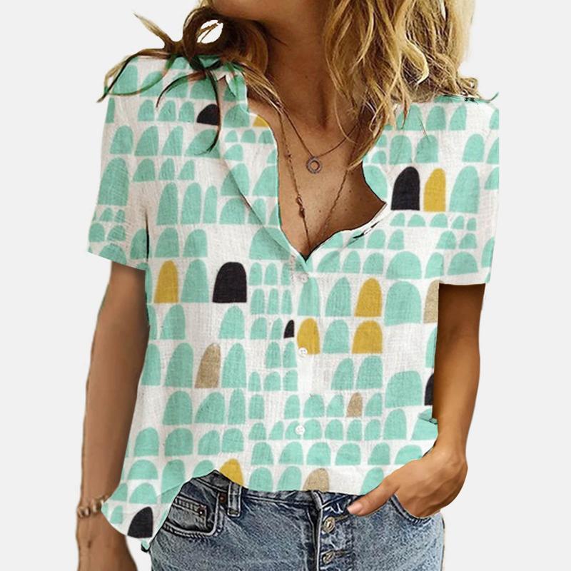 

Women' Blouses & Shirts Oversized Shirt V-neck Printed Loose Button Tunic Blouse Tops Casual Plus Size Harajuku Fashion Floral For Women Ro, Green