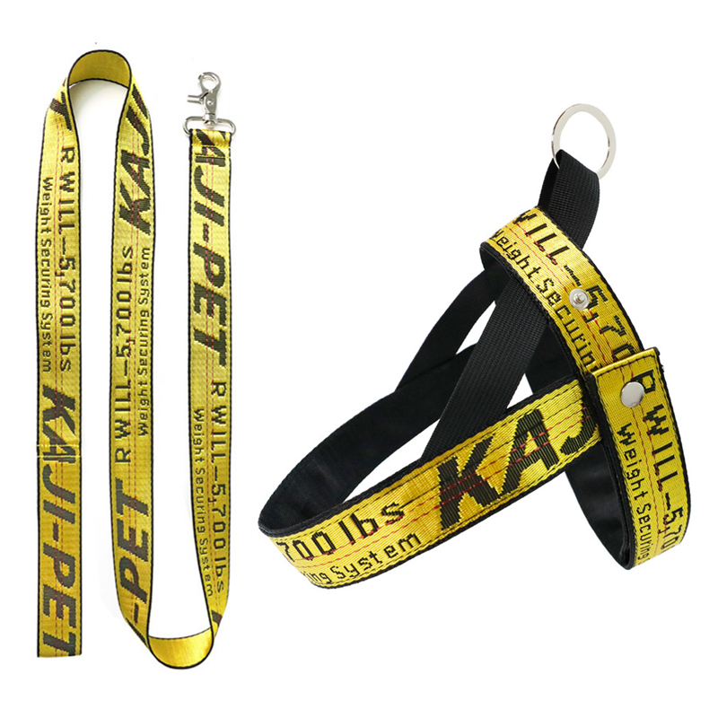 

No Pull Dog Harness and Leashes Set Grande Durable Gold Chain Nylon Pets Dog Collar Leash Long Rope Lettered Collars for Small Medium Large Dogs B113