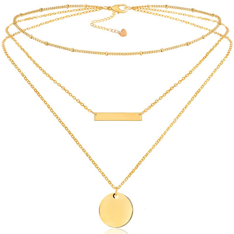

Chokers Fashion Jewelry 3 Layers Choker Necklaces Handmade Coin Pendant Adjustable Chain Stainless Steel Set For Women GirlsChokers
