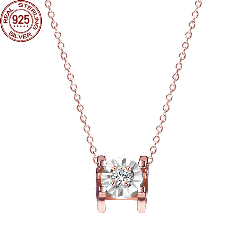 

S925 Silver Jewelry Japanese and Korean Zircon Necklace Women's Light Luxury Net