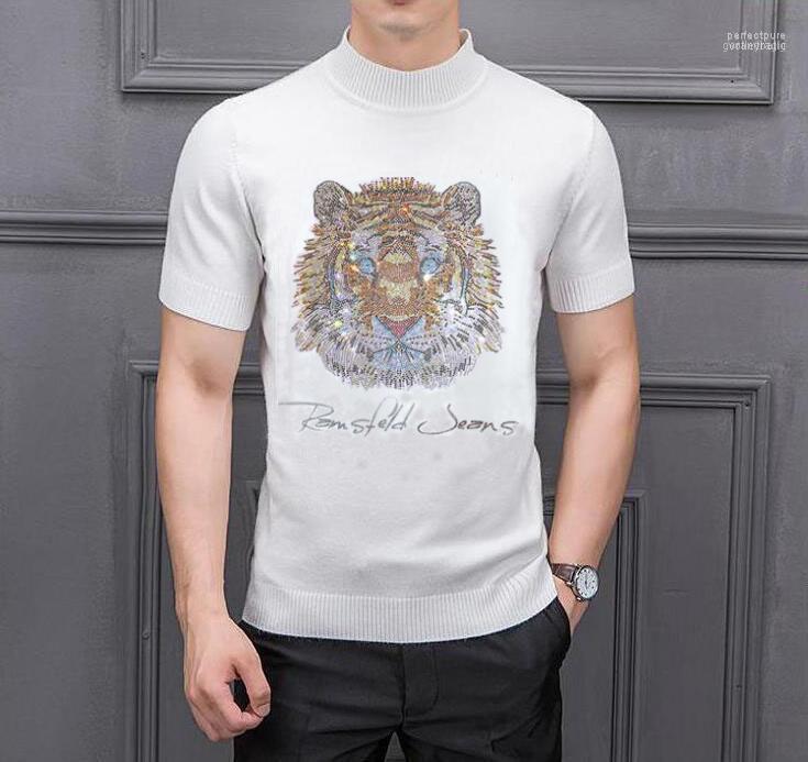 

Men' Sweaters 2022 Autumn And Winter Turtleneck Solid Color Casual Sweater Slim Knitted Rhinestones Design Perf22, As show