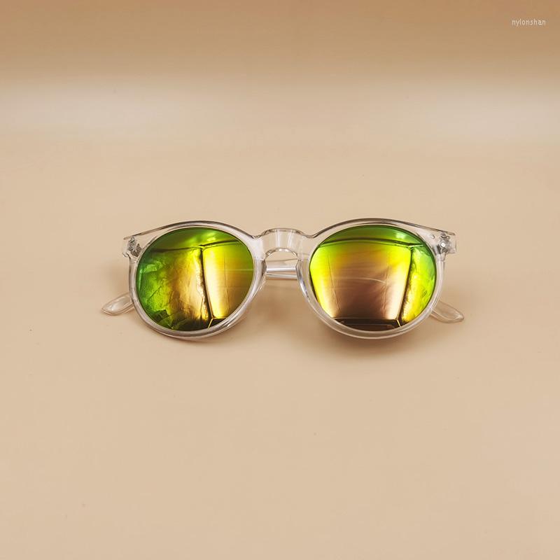 

Sunglasses Fashion Round With Nails Women Men Plastic Transparent White Eyeglasses Metal Hinge Gold Mirror Lenses TravelingSunglasses