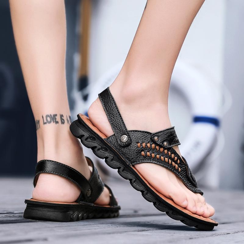

Sandals Breathable Sandalhas Men Comfort De Dress Luxury Beach Big Rubber Gladiator On Mens Sandalia For Homens Sandalias Walking 39 In, Black