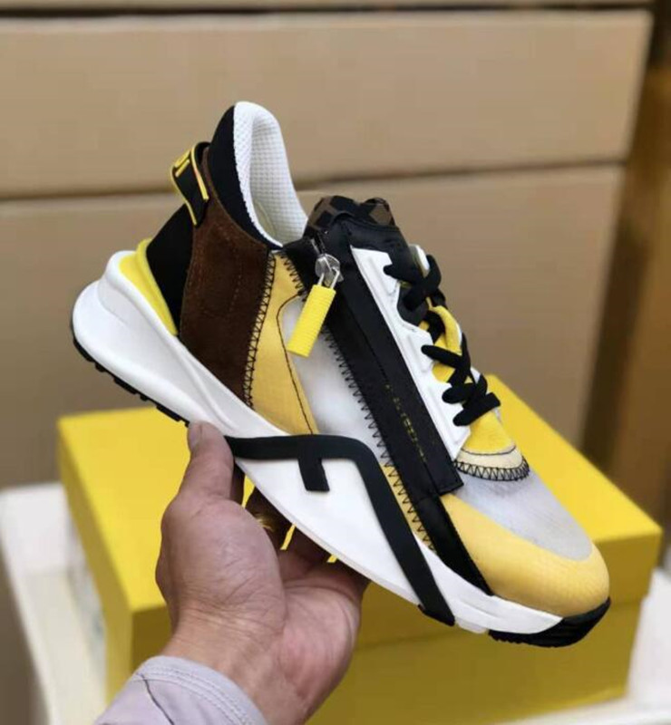 

2022s Luxury Men FLOW Perfect Sneakers Shoes Comfort Casual Men's Sports Zipper Rubber Mesh Lightweight Skateboard Runner Sole Tech Fabrics Trainers