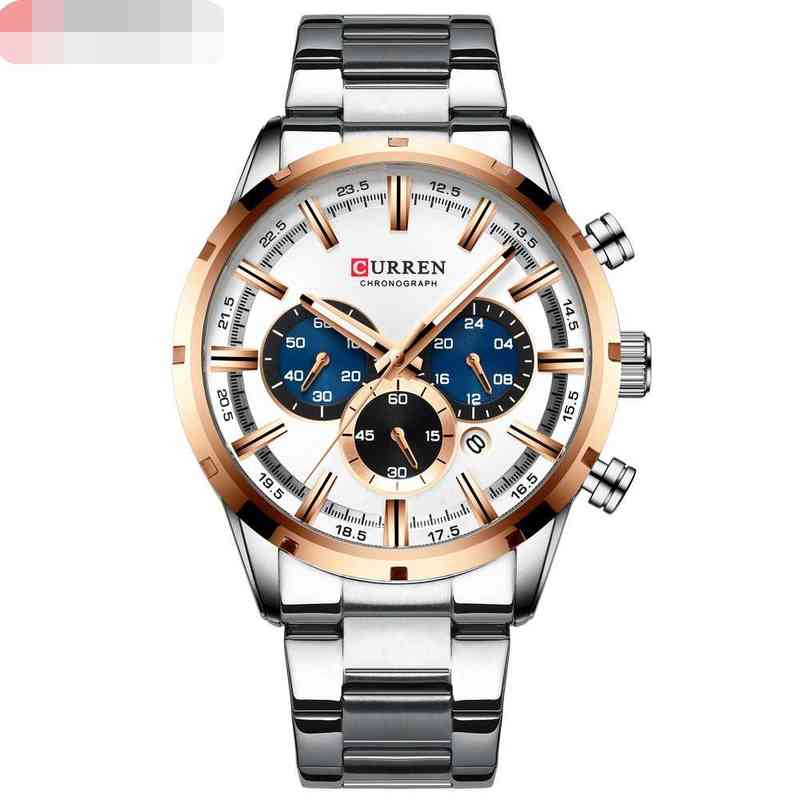 

huiya06 Black Stockings Waterproof Quality Men's Sports Watch Steel Strap