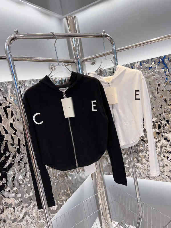 

22ss New letter-printed hooded zipper cardigan jacket casual slim top, White