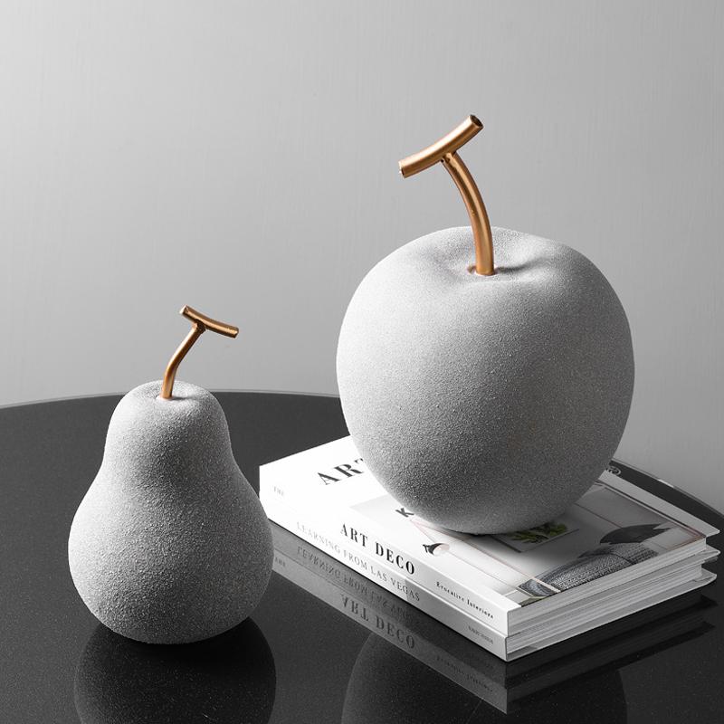 

Decorative Objects & Figurines Nordic Ceramic Simulation Pear Apple Statue Ornaments Living Room TV Cabinet Entrance Model Home Decorat