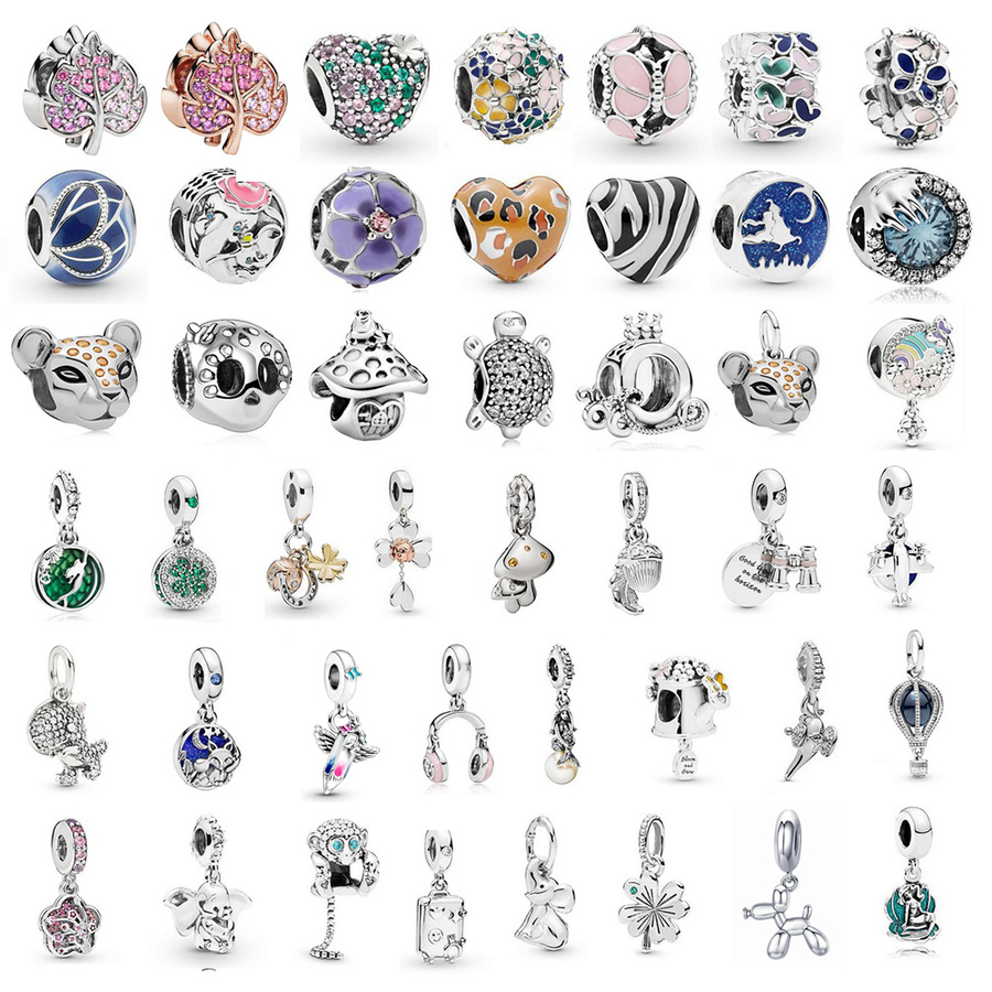 

925 Sterling Silver Dangle Charm Daughter New Christmas Gift Butterfly Flower Leaf Fish Clover Bead Fit Pandora Charms Bracelet DIY Jewelry Accessories