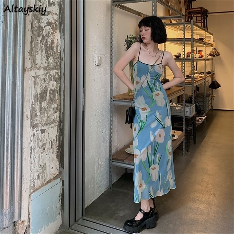 

Dress Women Summer Fashion Elegant French Style Retro Mesh Spaghetti Strap Sweet Sundress Holiday Streetwear Colorful Female 220613, As shown