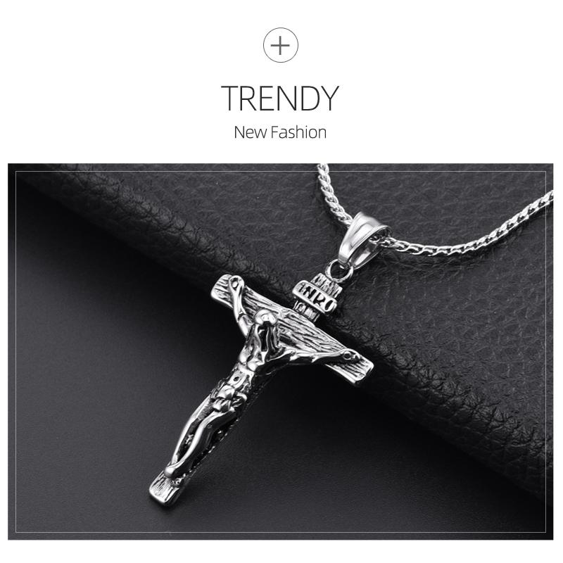 

Pendant Necklaces Religious Jesus Cross Necklace For Men Fashion Gold Color Pendent With Chain Jewelry Gifts MenPendant