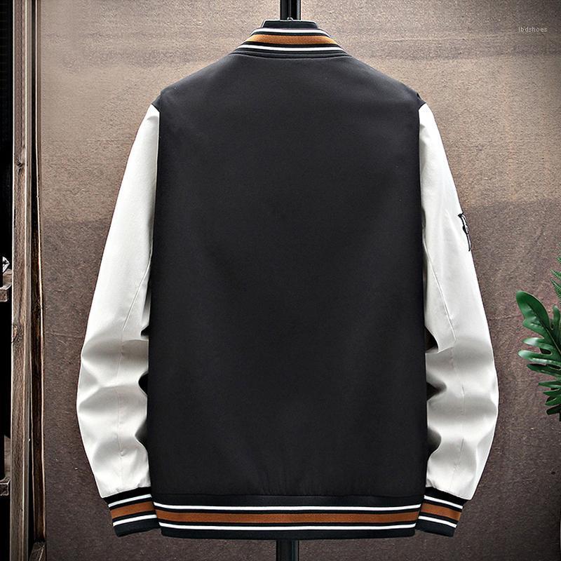 

Men's Jackets Barang Baru Atasan Modis Siswa Bisbol Remaja Gemuk Gaya Preppy Jaket Bomber Cetak Lengan Rusuk Pakaian MerekMen's, Black