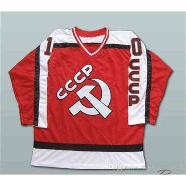 

C26 Nik1 #20 Vladislav Tretiak Jersey CCCP Pavel Bure 10 Russian Hockey Jersey Custom Any Name Number, #20 red