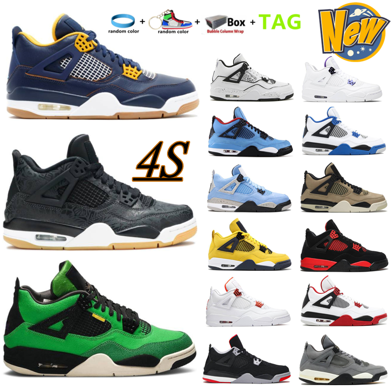 

2022 Newest Fashion Designer Men 4s 4 Basketball Shoes White Oreo Lightning Thunder Fire Red Bred Black Cat Shimmer Paris Pure Money Sneakers Trainers, Box