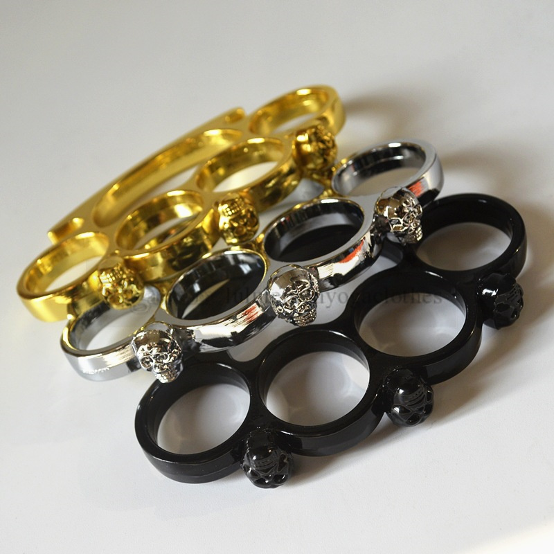 

SKULL Head Round Metal Knuckle Duster Four Finger Tiger Fist Defensive Ring Defensive EDC Tool Joint hand clasp lulu mens
