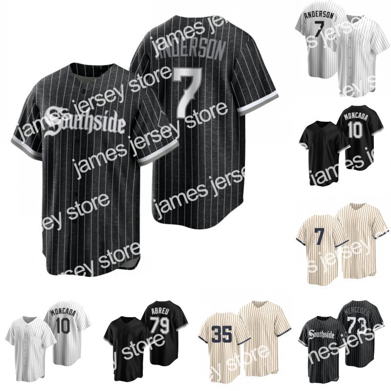 

New Southside #7 Tim Anderson Baseball Jersey AJ Pollock Eloy Jimenez Jose Abreu Luis Robert Yoan Moncada Bo Jackson Lucas Giolito Yermin, Mens cool base black