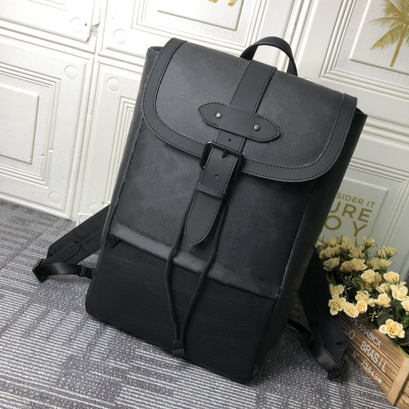 

Men Fashion Casual Designe Bag Luxury SAUMUR Backpack Genuine Leather Monograms Eclipse canvas Schoolbag Rucksack Travel Bag High Quality TOP M45913 Pouch Purse, Extra shipping