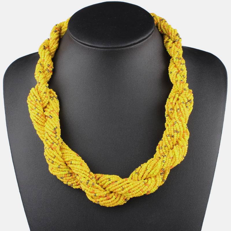 

Chokers Claire Jin Bohemian Small Beads Necklace For Women Strand Twisted Handmade Ethnic Necklaces Fashion Choker Vintage JewelryChokers