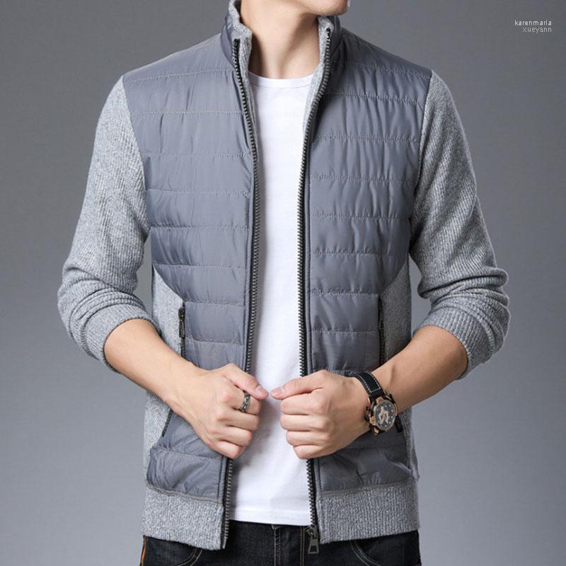 

Men's Down & Parkas Autumn Winter Fashion Sweater Patckwork Thick Coats Zipper Cotton Jacket Men Warm Outwear Kare22, Black