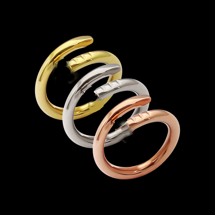 Gold nail rings lover band ring diamond jewelry 316 Titanium steel women mens classic palm spring mini luxury jewelries 18k fashion acdessories w-image-775182875