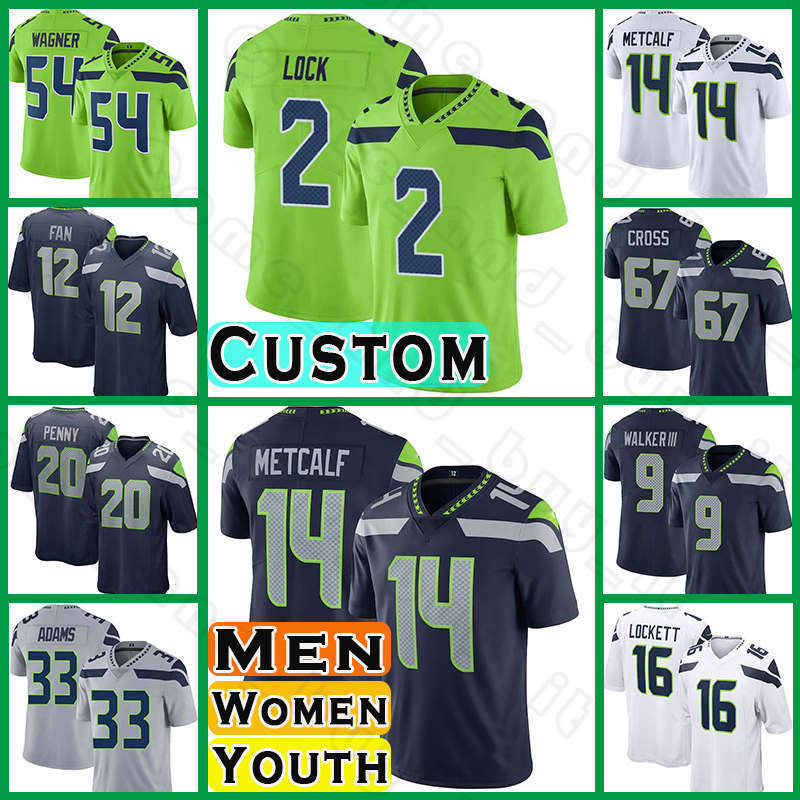 

14 DK Metcalf Football Drew Lock Jamal Adams Jerseys Tyler Lockett Geno Smith 12 Fan Seattle Will Dissly Quandre Diggs Seahawks Kenneth Walker III Josh Jones Penny, Custom men (h y)