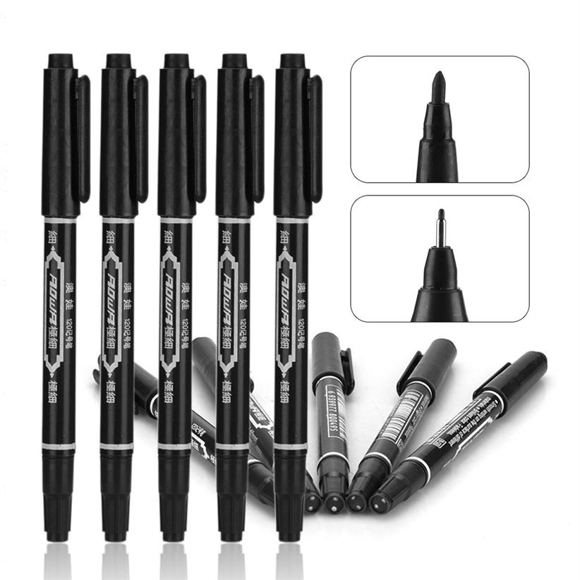 

10 Pcs/Box Dual Tip Surgical Eyebrow Black Oil Ink Tattoo Skin Marker Piercing Marking Pen Tattoo Supply For Permanent Makeup287B