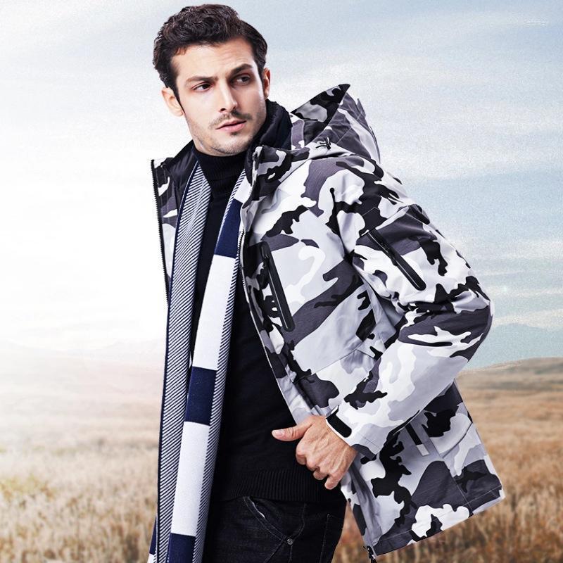 

Men's Trench Coats Outdoor Sports Stormsuit Large Camouflage Coat Three In One Fleece Detachable Mountaineering Windbreaker Viol22, Dark gray