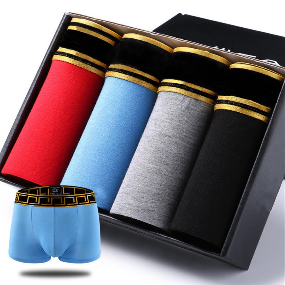 

Brand Designer Men's Underwear Quality Sexy Cotton Men 4pcs Lot Boxers Breathable Mens Underwear Branded Boxers Logo Underwea303k, Color 1