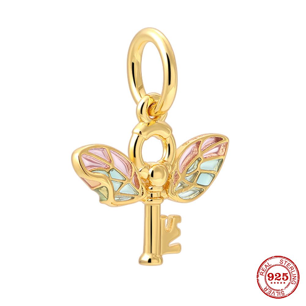 925 Argent Charme Perles Dangle Clé Pendentif Perle Fit Pandora Charms Bracelet DIY Bijoux Accessoires