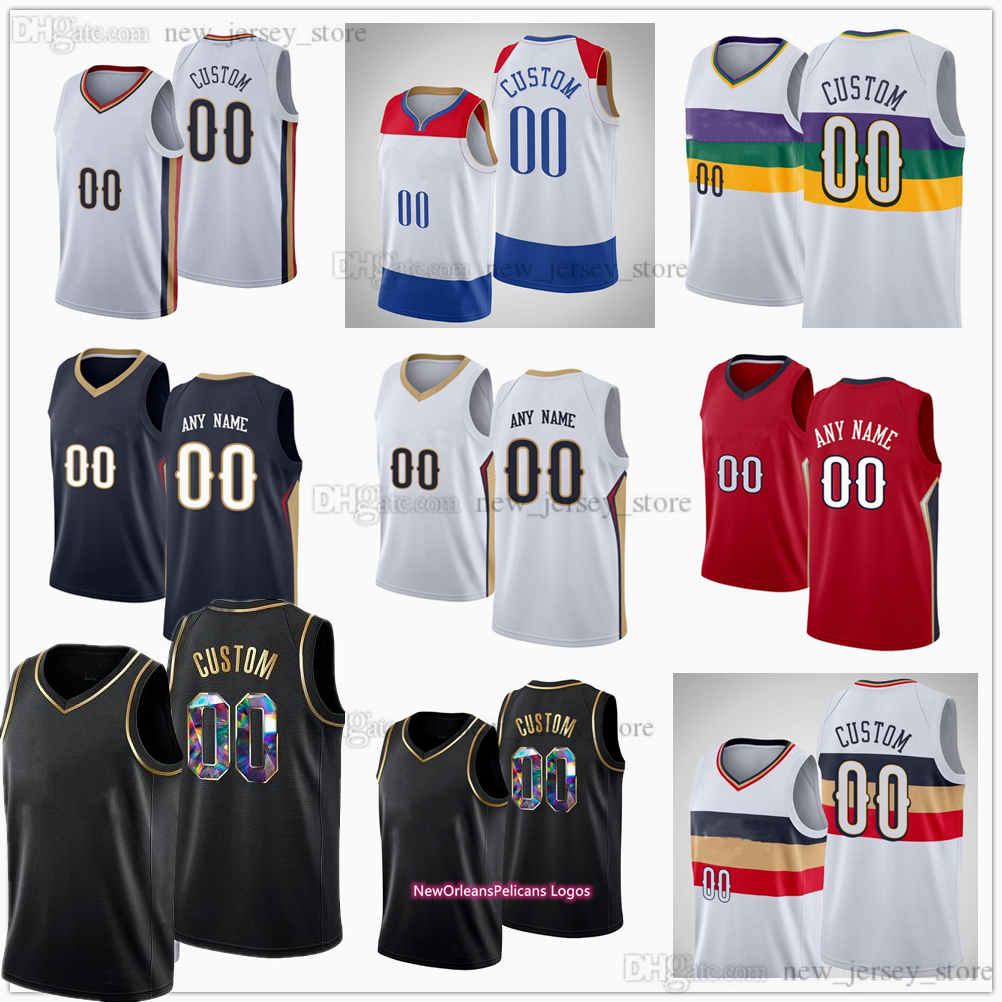 

Custom Printed 75th Golden Black Basketball 1 Williamson Jerseys 3 CJ 14 Brandon McCollum Ingram 17 Jonas Valanciunas Larry Nance Jaxson Hayes Kira Lewis Trey Murphy, Printed (with team logo)