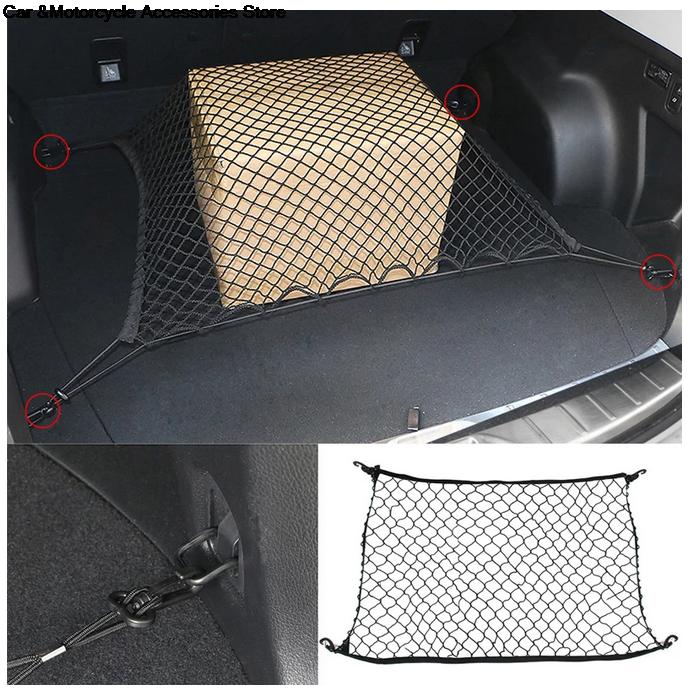 

Car Organizer By DHL 20PCS Flat Mesh Single Layer Trunk Rear Storage Cargo Luggage Nylon Elastic Net Holder For Van Pickup SUV MPVCar