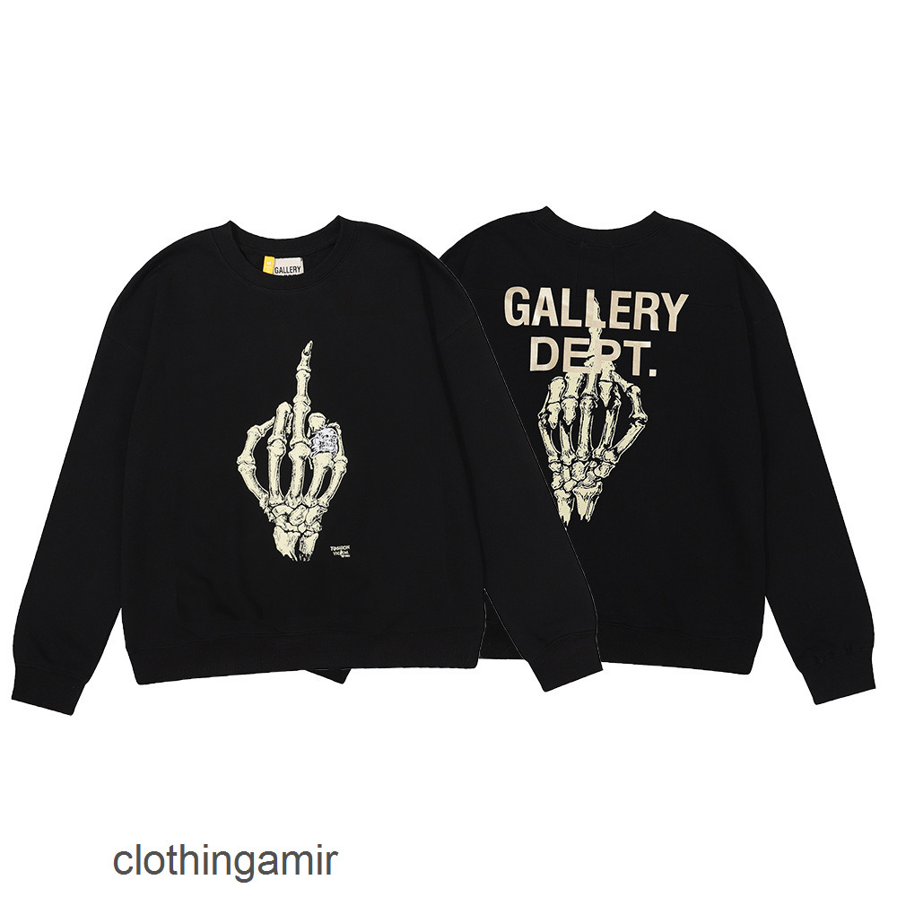 

Bronzed Man Sweater Fashion Hoodie Brand Galleryes Dept Hoodies Sweaters Letter Skull Hand Bone Printed Cotton Terry, Black