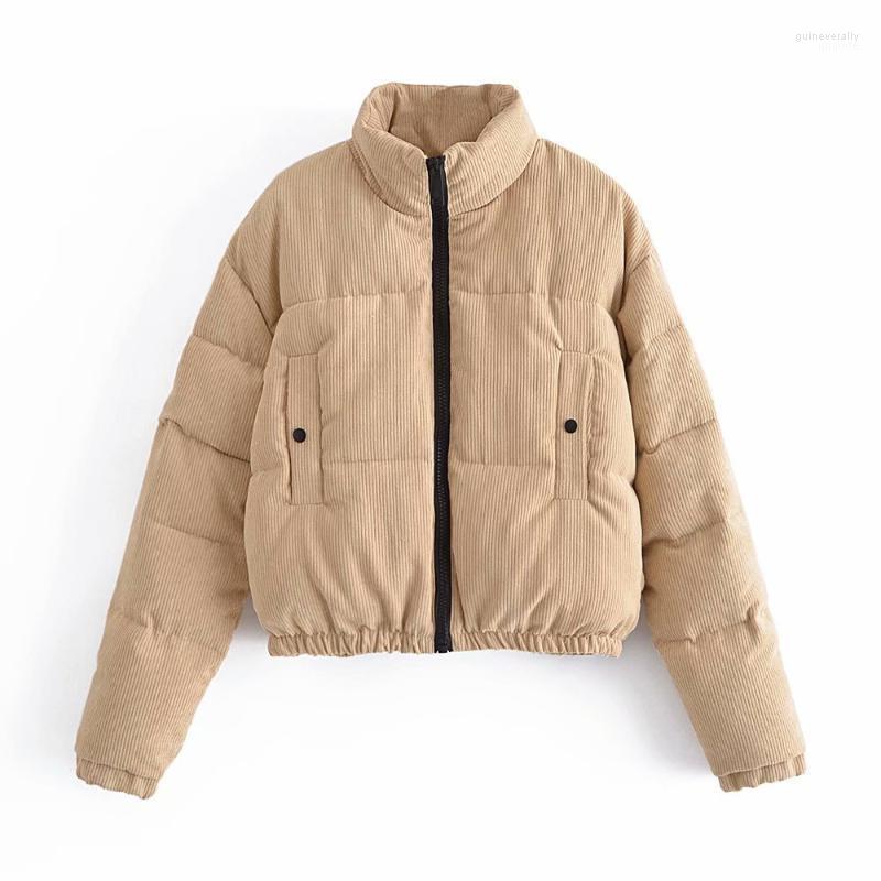 

Women's Down & Parkas Winter Clothes Women Jacket Vintage Korean Fashion Parka Zipper Up Bubble Coat Corduroy Designer Quilted Coats Guin22, Khaki