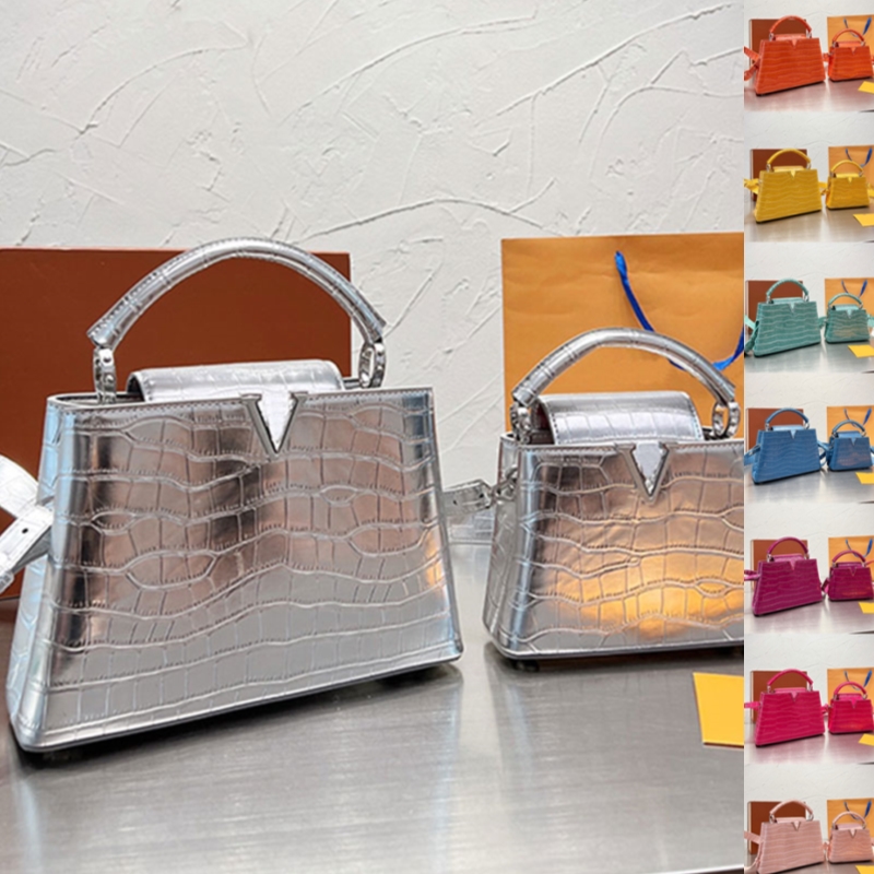 

Lady Handbag Shoulder Bag Crossbody Bag 13 Colors Wallet Metal Floral Hasp Alligator Pattern Genuine Leather Hardware Letters Multi Pocket High Quality Purse, Gift box (not sold separately)