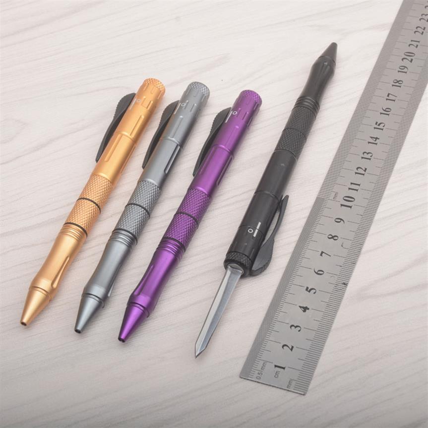 

1Pcs Automatic Tactical knife Pen 440C Satin Double Action Blade Aviation Aluminum Handle EDC Pocket Knives 4 Handles Colors285g