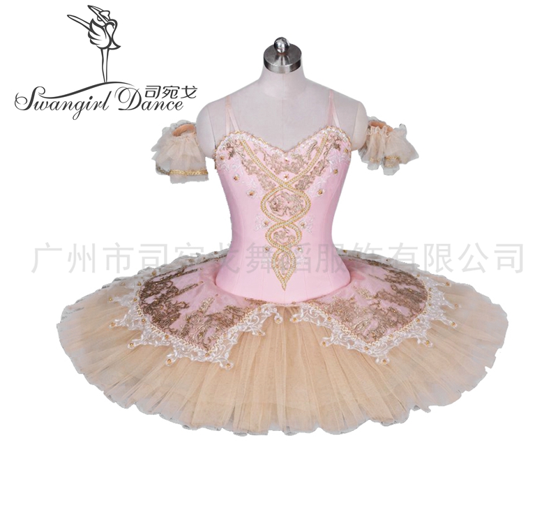 

Women Florina Professional Ballet Tutus Skirt Pink Beige Le Corsaire Performance Ballet Stage Costume Ballerina Pancake TutuBT9034
