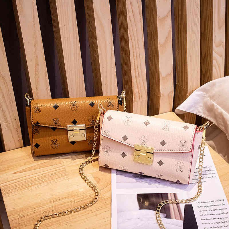 

Ladies Fashion Luxury Brand Tide Bag Wholesale Bear Is Attached the New Leather 2022 Small Single Shoulder, Pink