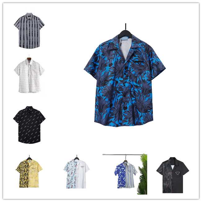 

Luxurys Designers Men Dress Shirts Set New bberry Summer Casual Printed Hawaiian Shirt Homme Short Male Printing Dress Suit Sets Plus Size M-3XL#11