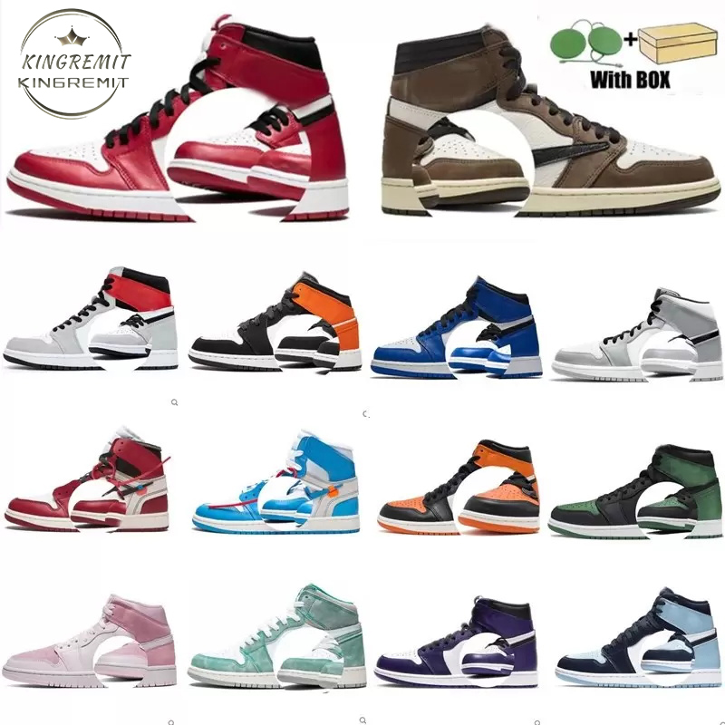 

Basketball Shoes Jumpman 1 Men Women 1s University Blue Bred Patent Military Hyper Royal Bordeaux Cactus Jack Prototype Pink Quartz Mens Trainers Sneakers, Color1