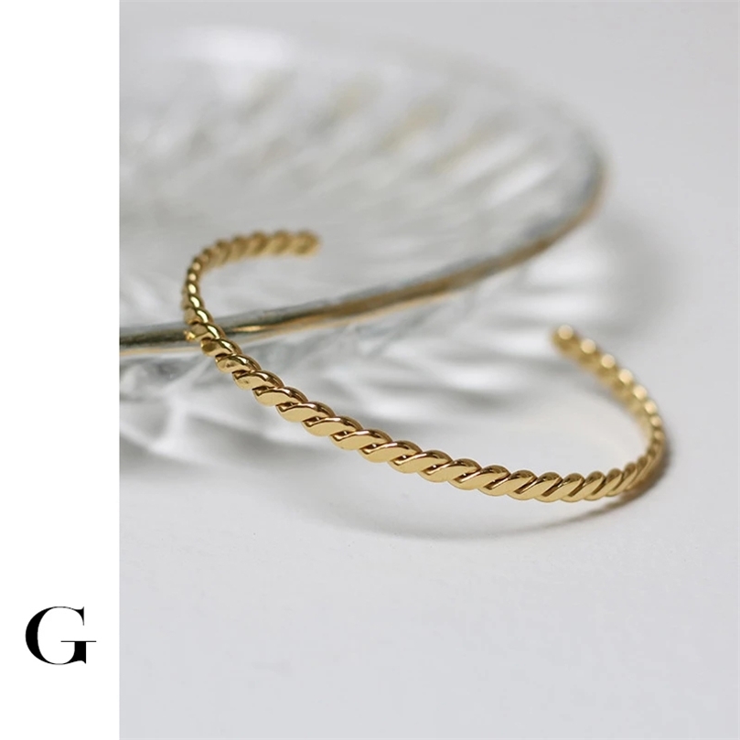 

GHIDBK Fashion Stainless Steel Jewelry Minimalist Twisted Thin Bangle Bracelets Women Delicate Dainty Elegant Bangles 220716