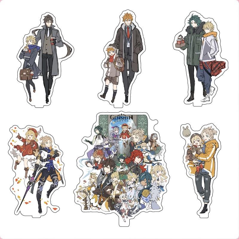 

Keychains Genshin Impact Figure Diluc Venti Klee Keqing Qiqi Acrylic Two-Sided Stand Model Plate Desk Decor Standing Sign