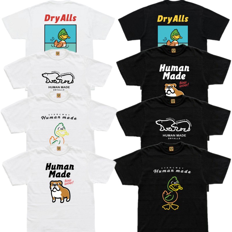 

Mens Human Made T Shirt duck dog letter print doodle High Street Top Tees Men Women Casual Short Sleeve Tee shirt Cotton T-shirt Streetwear, Color3