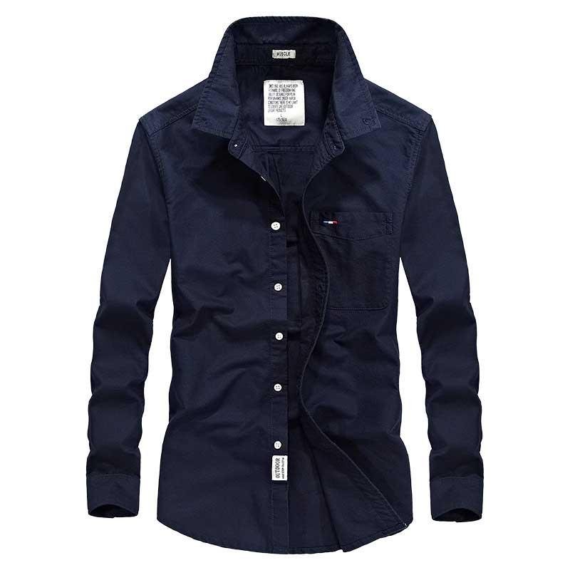 

Men's Casual Shirts Spring Autumn Mens Long Sleeve Cotton Shirt Korean Solid Color Office Business Slim Fit Men ClothingMen's, Gray