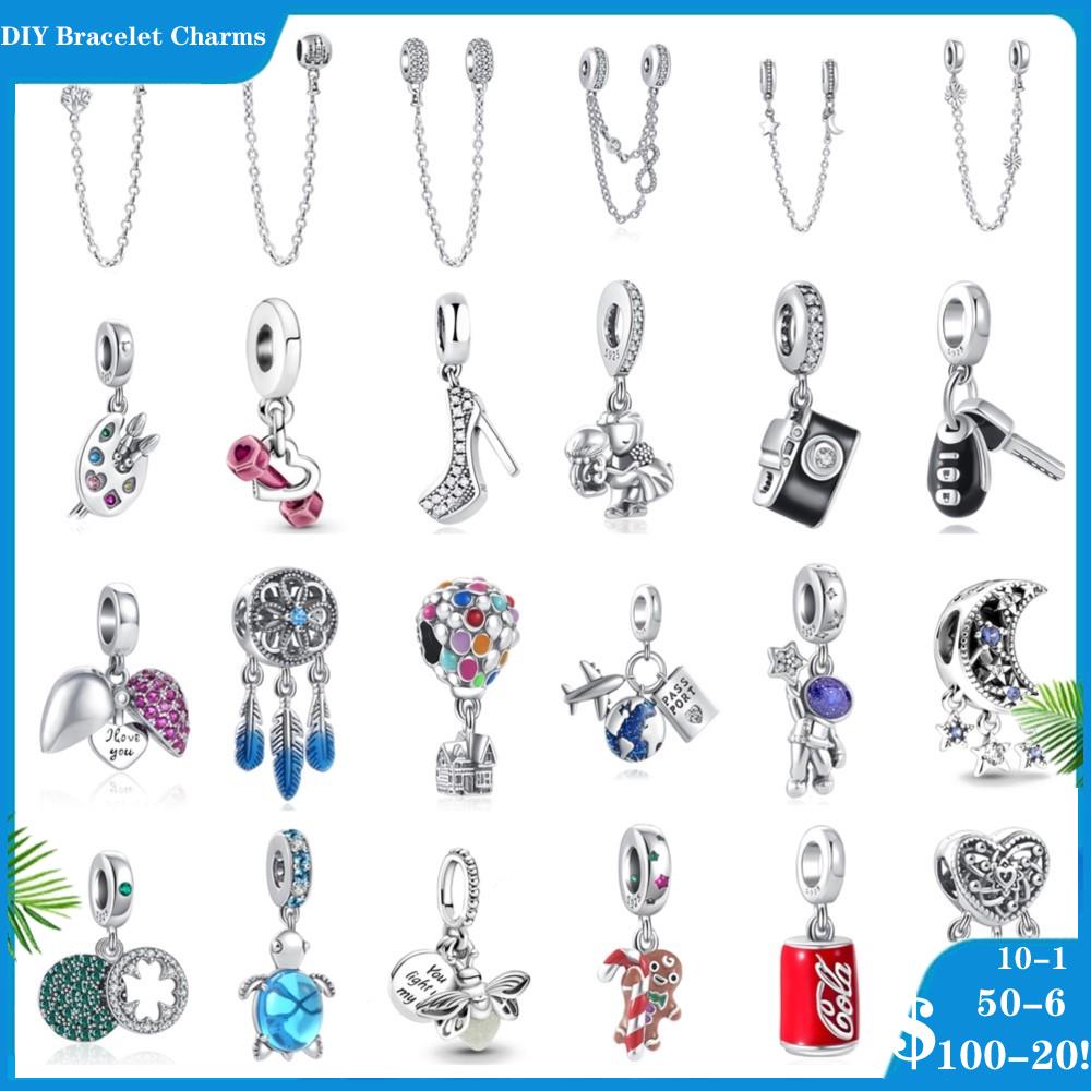 925 Sterling Silver Dangle Charm Airplane Book Cross Crown Tree Pendant DIY fine Bead Fit Pandora Charms Bracelet DIY Jewelry Accessories