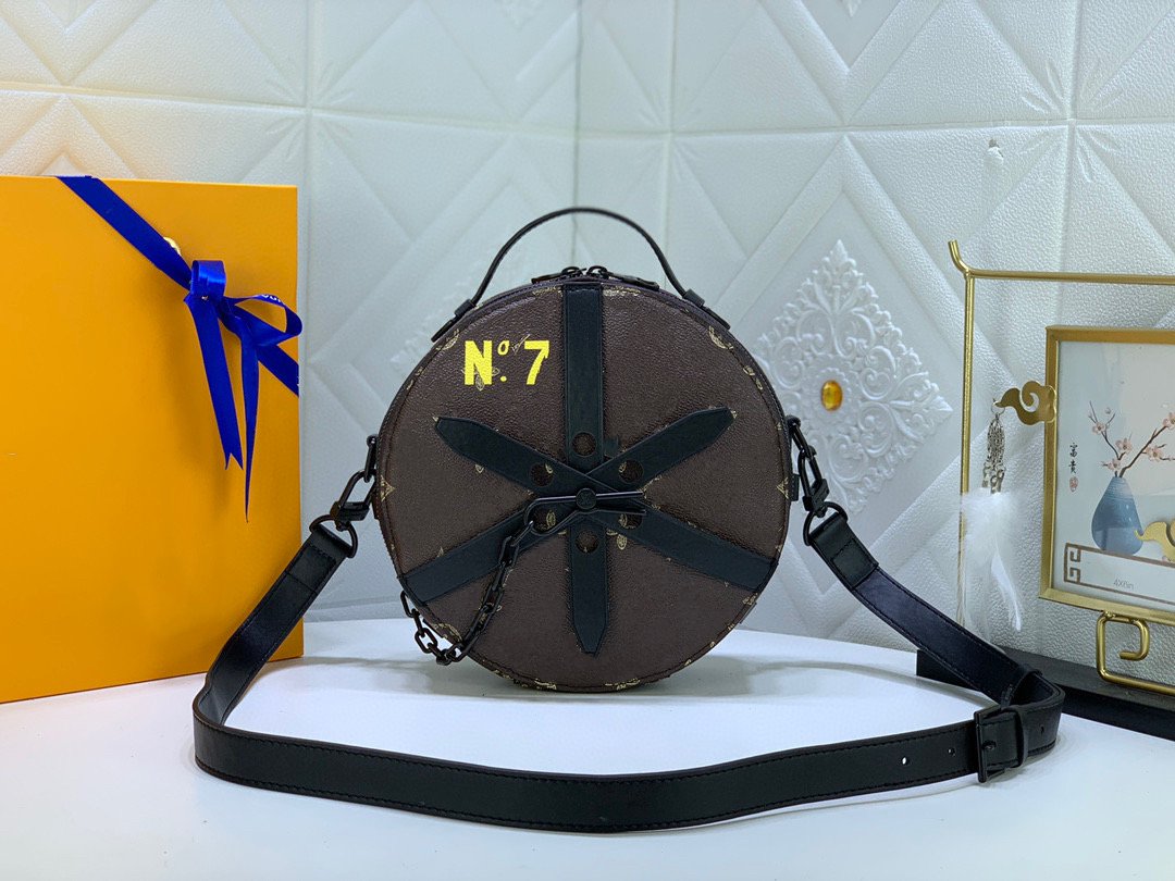 

M59706 VERTICAL BOX women men bag round shape N°7 Handbag purse original cowhide canvas designer shoulderbag crossbody messenger eveningbag with dustbags, 0.01